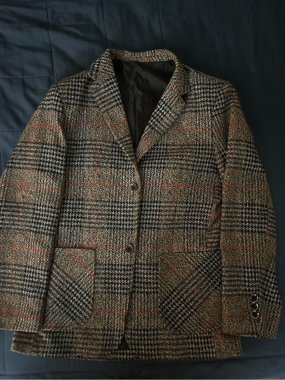 Men's Houndstooth Plaid Wool-Blend Sport Coat - Brown/Black
